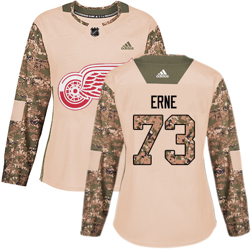 Adidas Red Wings #73 Adam Erne Camo Authentic 2017 Veterans Day Women's Stitched NHL Jersey